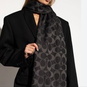 COACH SILK LOGO SCARF NWOT LIGHT WEIGHT Large Just gorgeous. Bottom Fringe